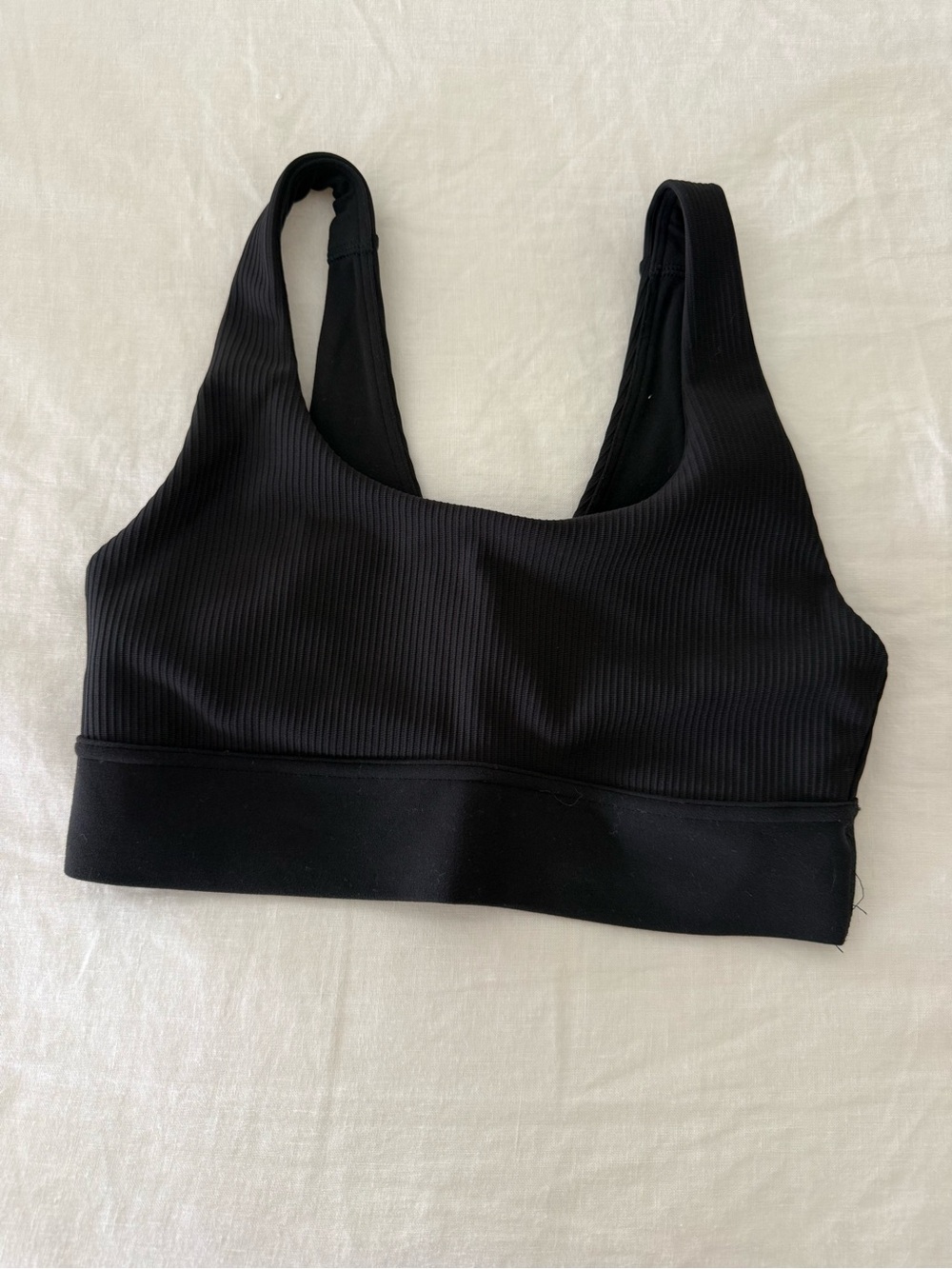 Athleta Black Ribbed Scoop-Neck Sports Bra